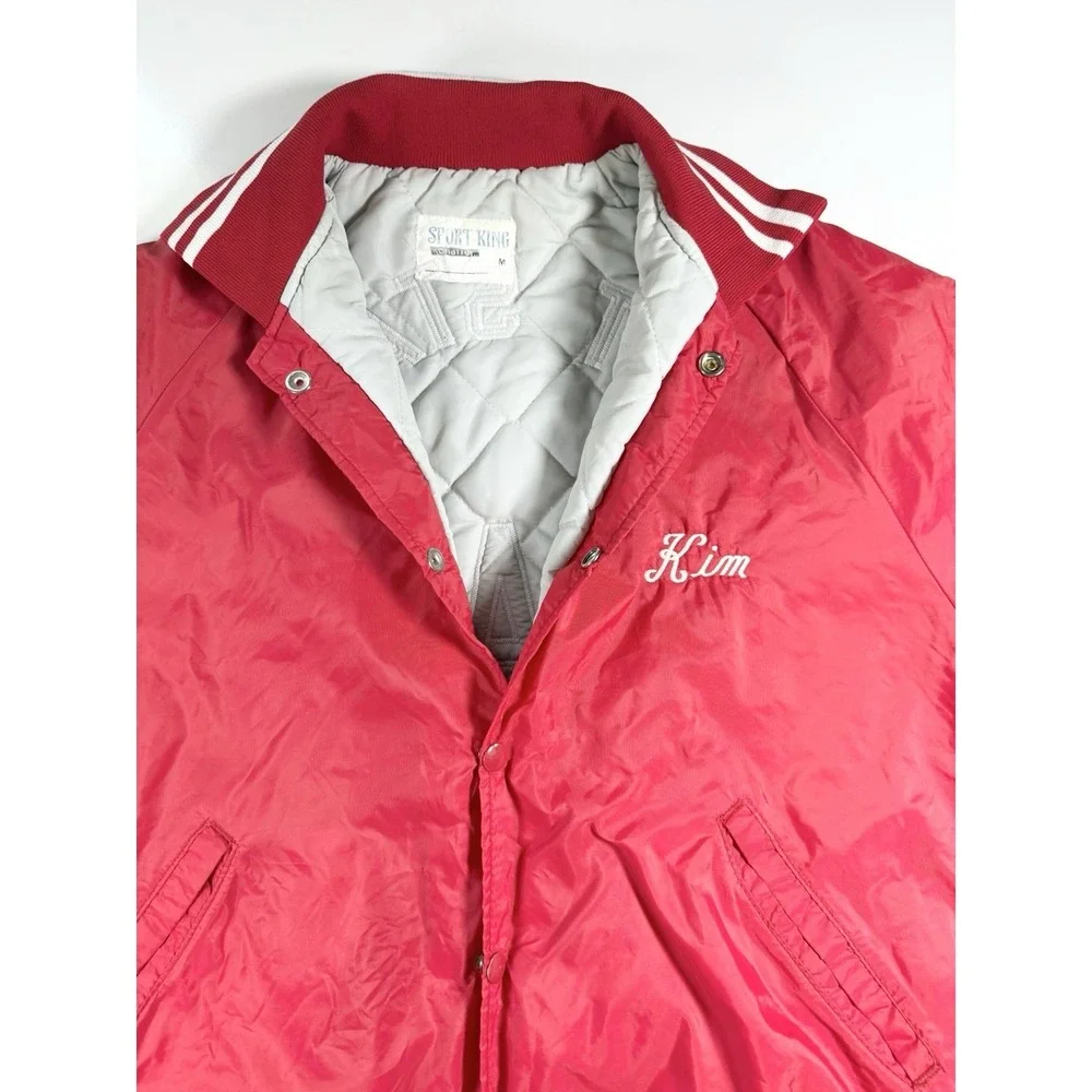 VTG‎ Sport King Pitt State Flags Jacket Red Quilted Bomber Medium USA Retro